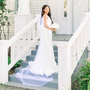 White cathedral veil with blusher